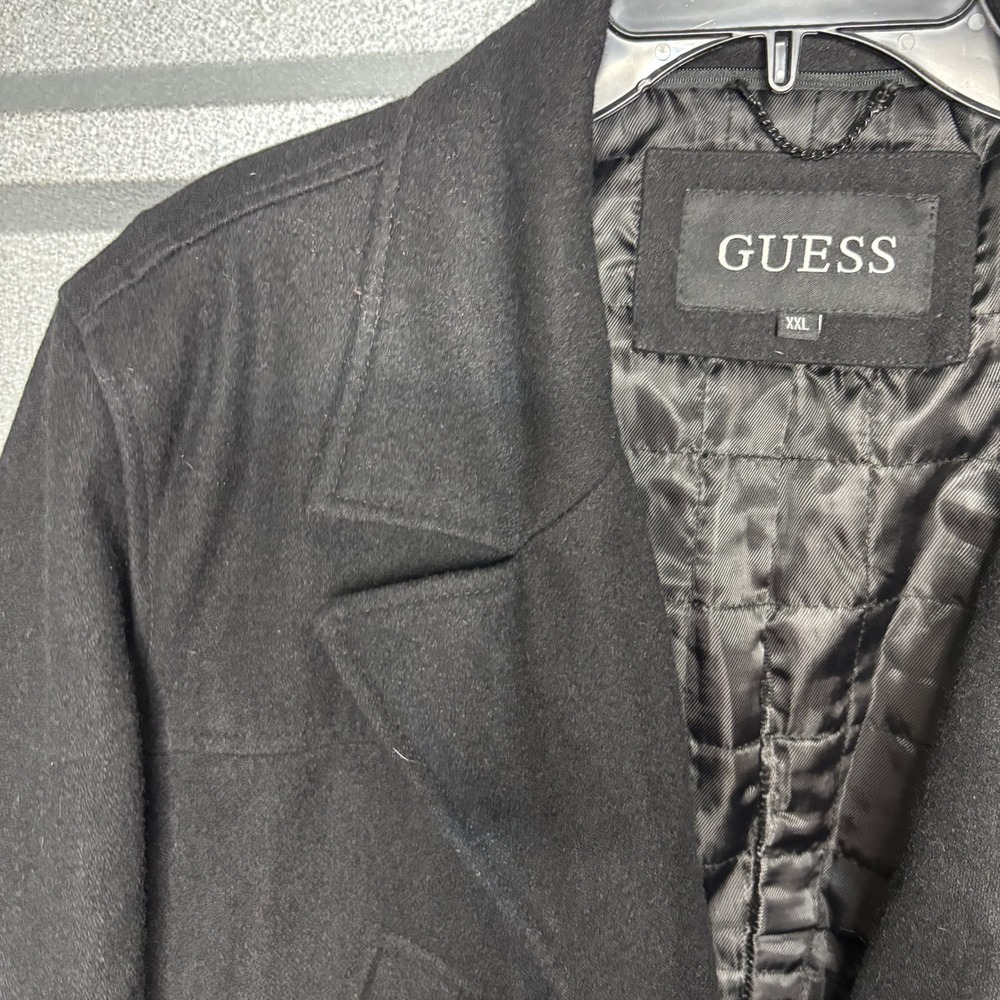 Guess Mens XXL Black Wool Blend Peacoat Jacket Outerwear XXL - Picture 11 of 16